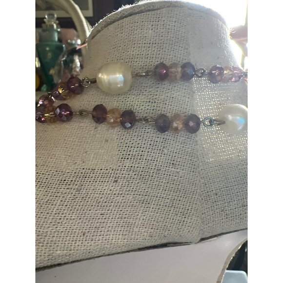 Pearl & Fire Lavender Glass Necklace -- 36" - Picture 7 of 10